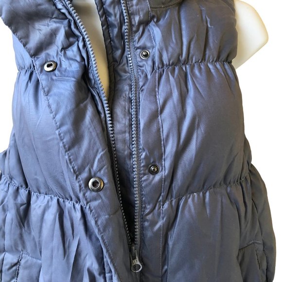 GAP Gray Down Puffer Vest Snap & Zip Pockets Womens M - Picture 5 of 11